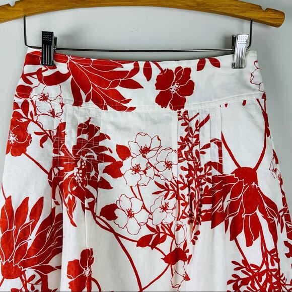 Ann Taylor white orange floral tropical Hawaiian boho lace midi skirt 2P - Picture 2 of 7